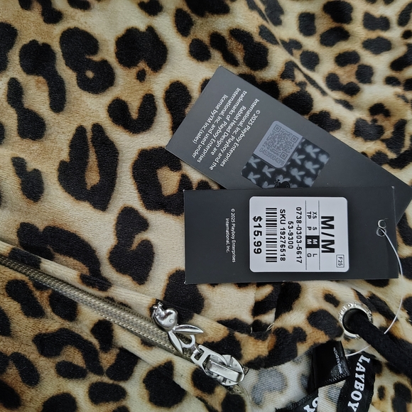 PLAYBOY Tan and Black Leopard Print Hoodie - Picture 2 of 4